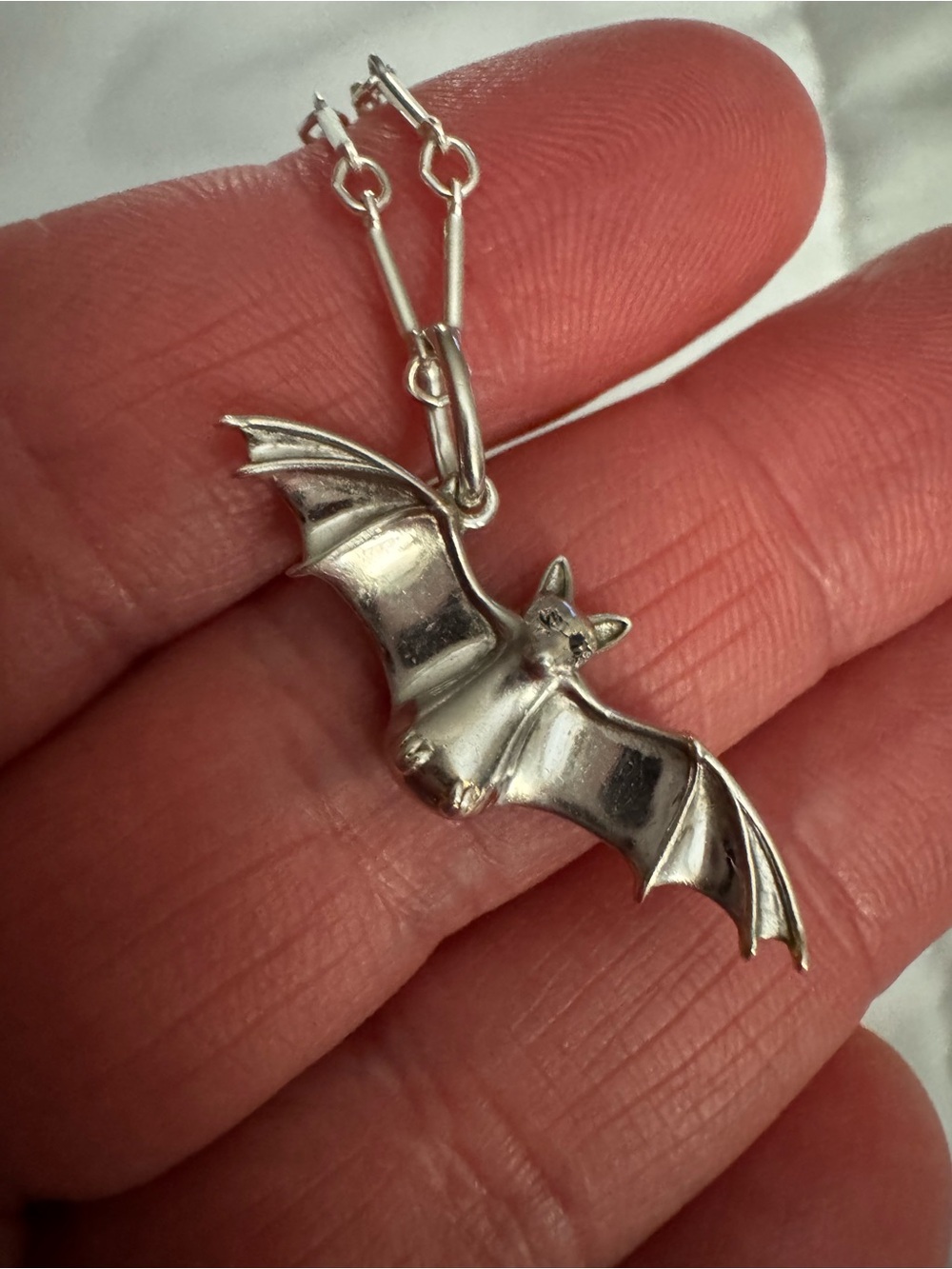 Sterling Silver Bat Charm and chain - Picture 2 of 9